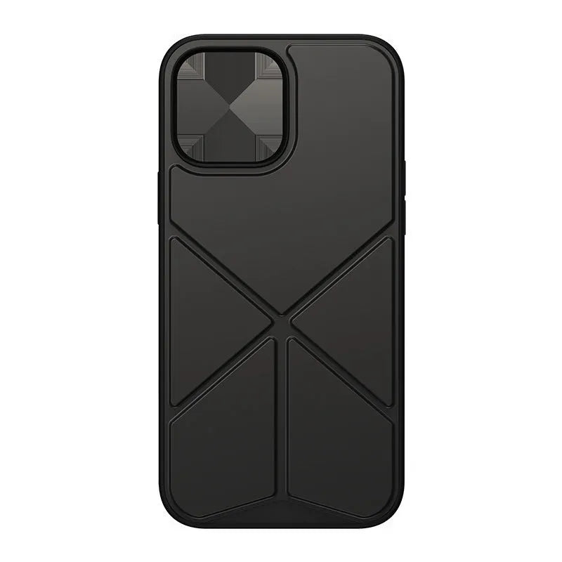 Clear iPhone 13 series TPU case with integrated kickstand in black colour option