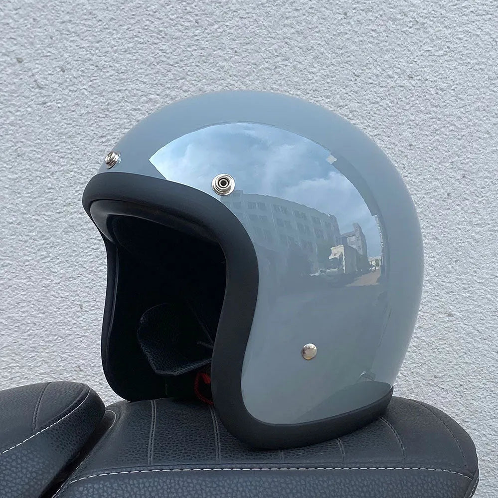 FRP retro-style motorcycle half helmet for electric bike commuting in glass fibre construction