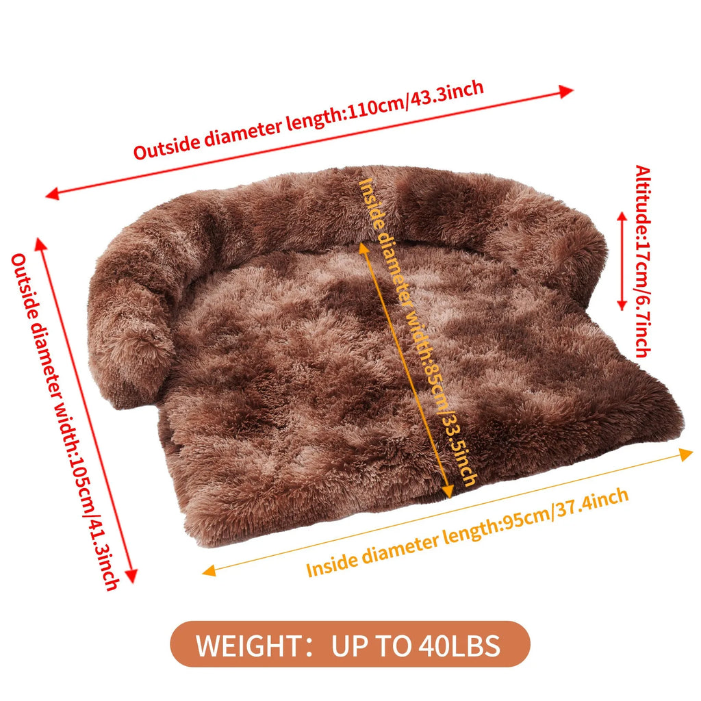 Calming plush dog bed mat with removable washable cover in dark grey for large and medium dogs and cats