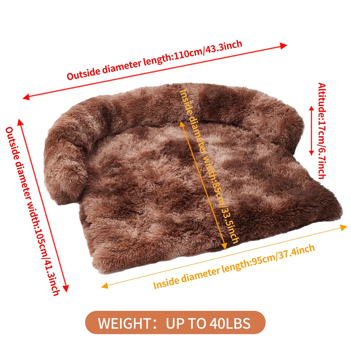 Calming plush dog bed mat with removable washable cover in dark grey for large and medium dogs and cats