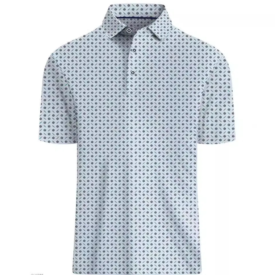 Men's short sleeve T-shirt with 3D printed pattern, zipper detail, and retro style.