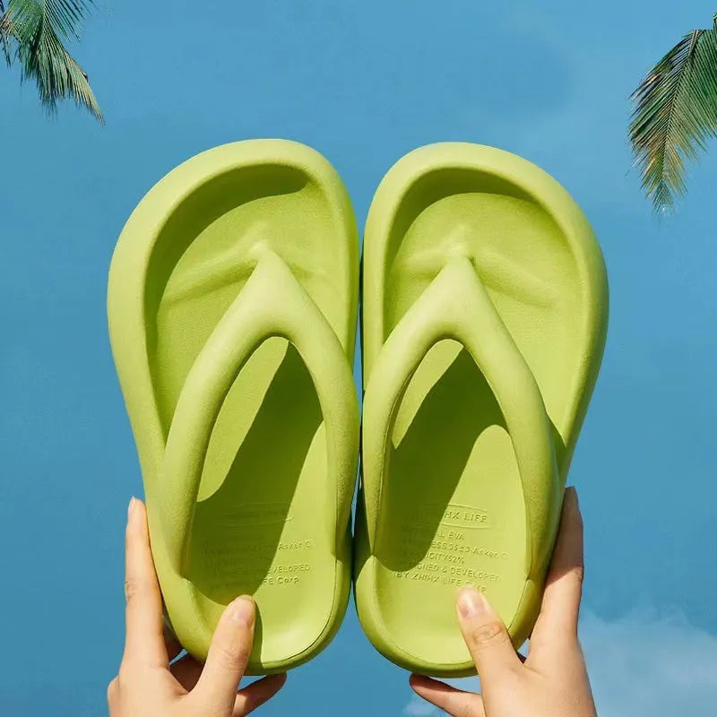 Solid colour thick-soled EVA flip-flops with a decorative bow, shown on a white background.