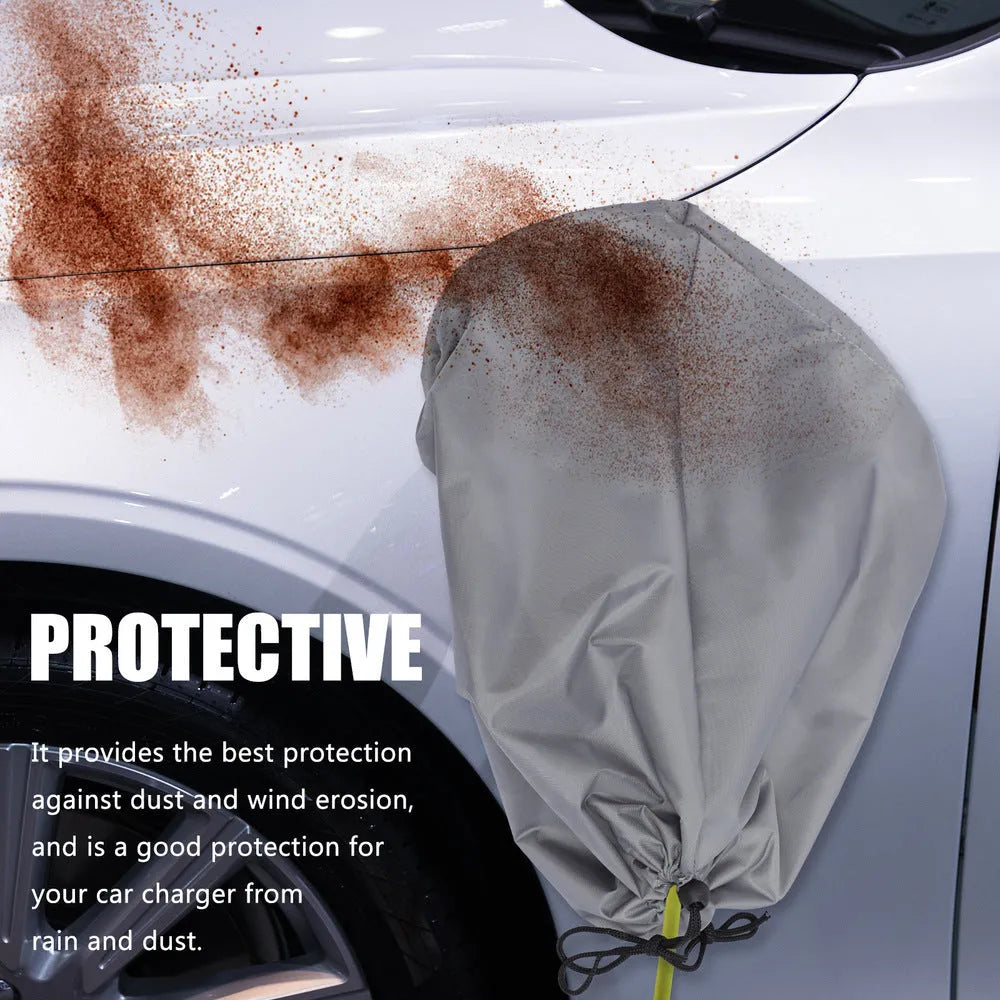 New energy vehicle charging waterproof cover with drawstring closure in grey colour