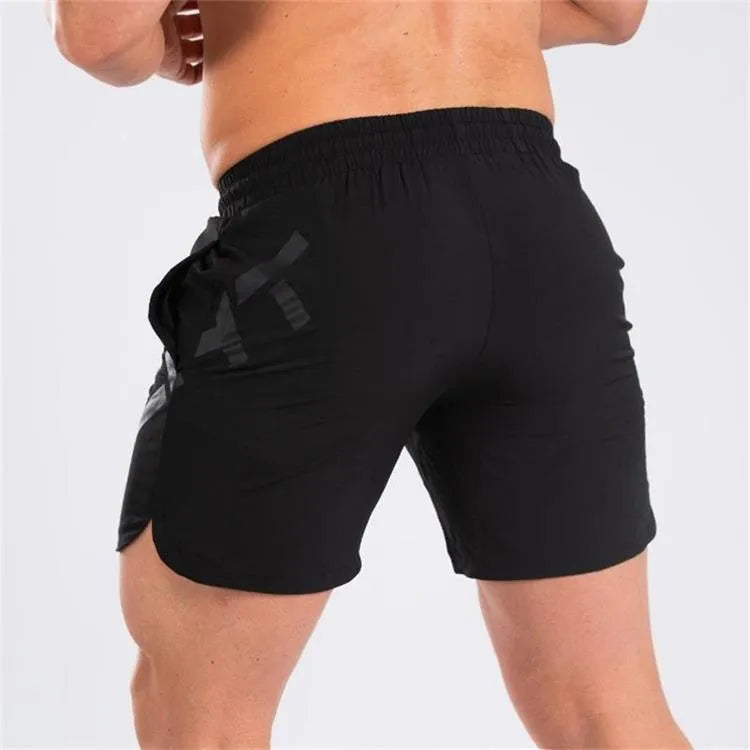 Men's black quick-dry running shorts with knee-length design for summer sports