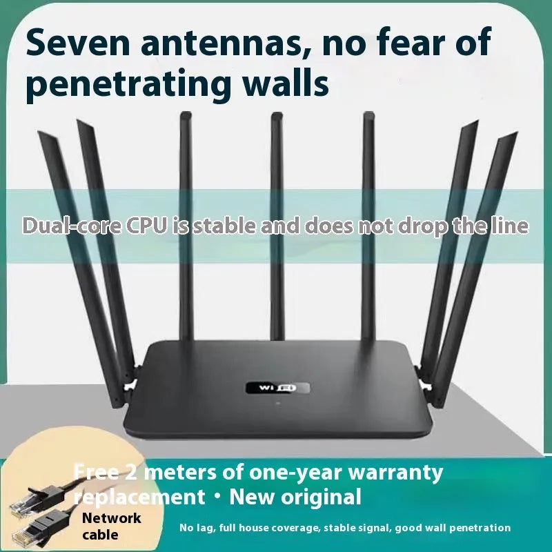 Dual-band 5G Gigabit router in white or black with multiple antennas for through-wall home Wi-Fi coverage