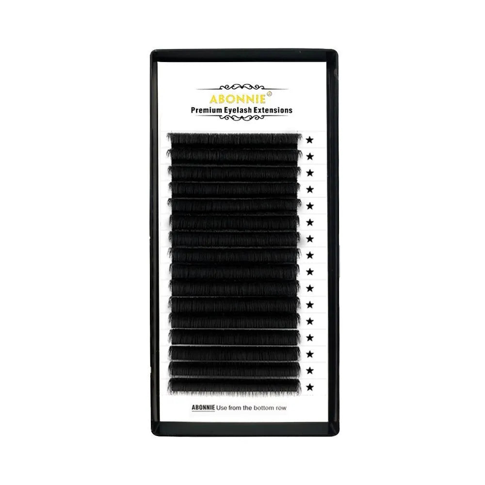 16-row false eyelashes with dense mink hair strands showing length options from 8mm to 18mm