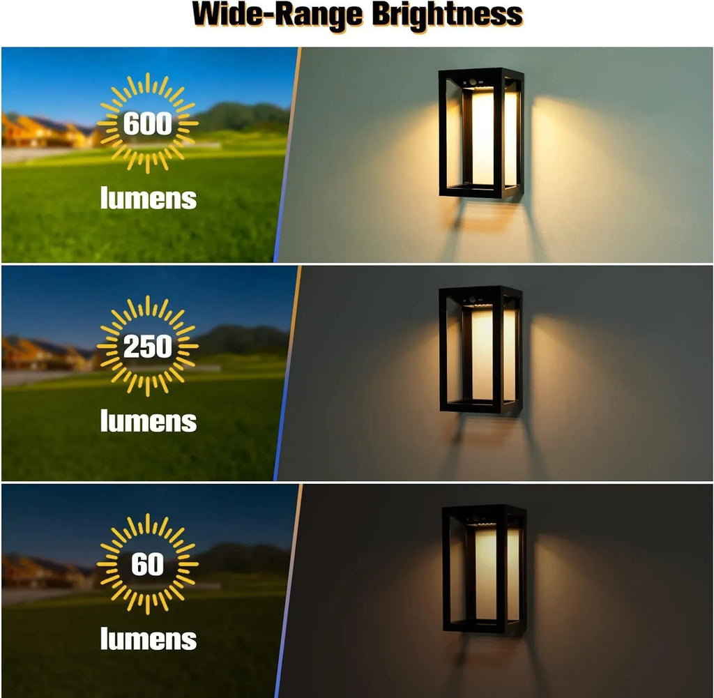 Modern Chinese outdoor wall lamp with solar panel and two-tone lighting