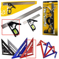 Red metal combination angle ruler set with 7-inch length and metric measurements for civil surveying