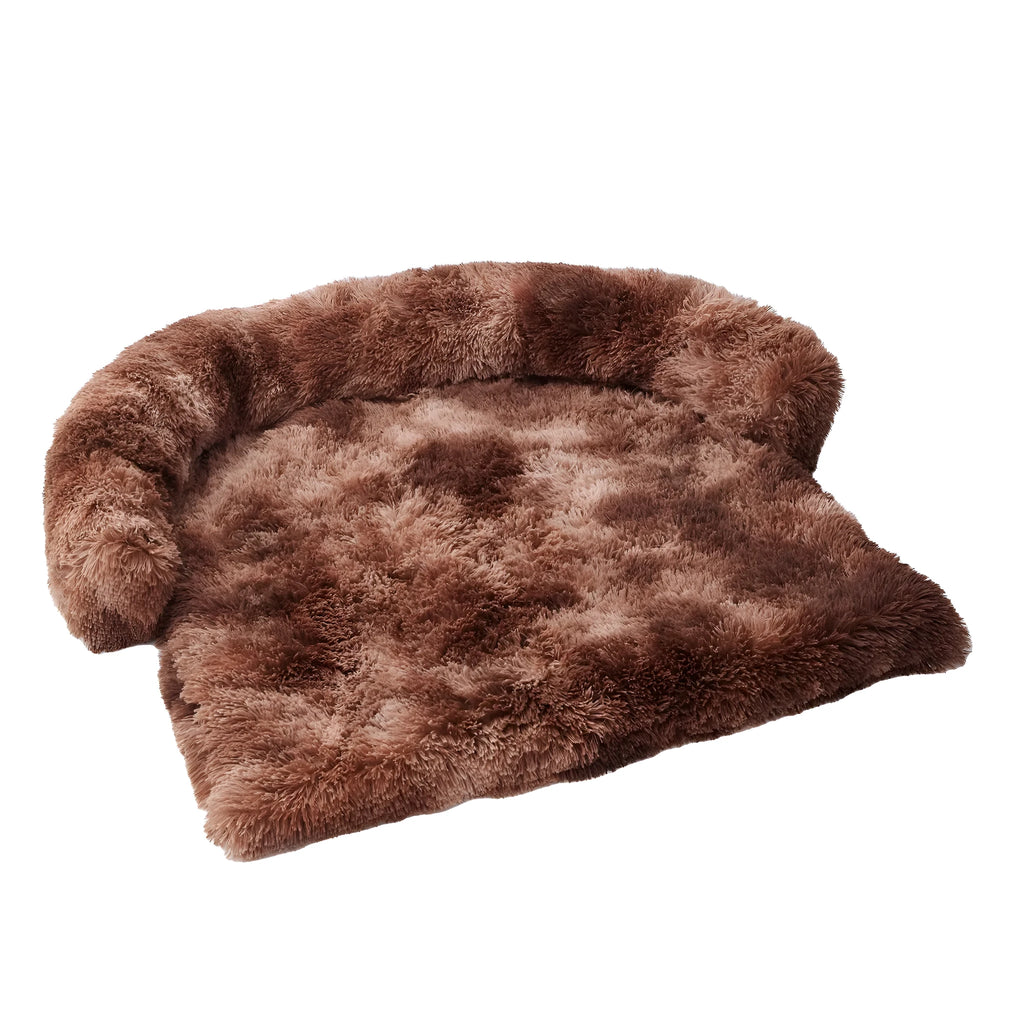 Calming plush dog bed mat with removable washable cover in dark grey for large and medium dogs and cats