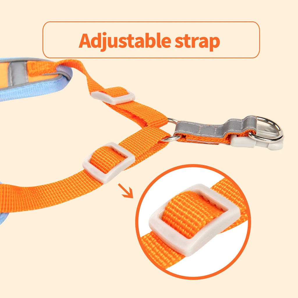 Adjustable dog harness vest with haulage rope in multiple colour options