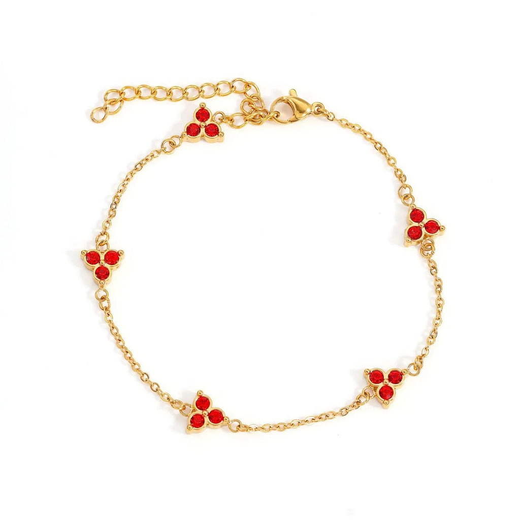 Women's stainless steel geometric triangle bracelet with three diamond stones and adjustable chain