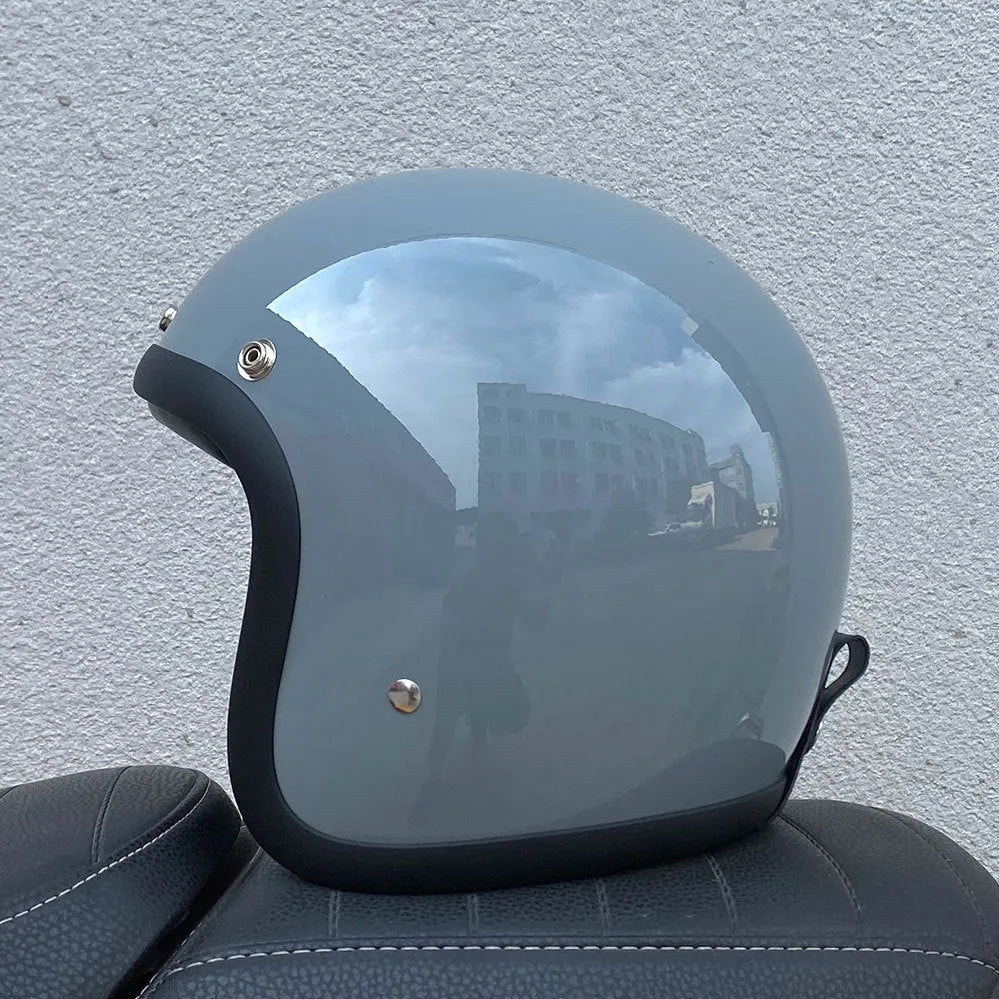 FRP retro-style motorcycle half helmet for electric bike commuting in glass fibre construction