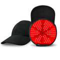 Black duckbill infrared hair growth cap with LED light strips for red light therapy treatment