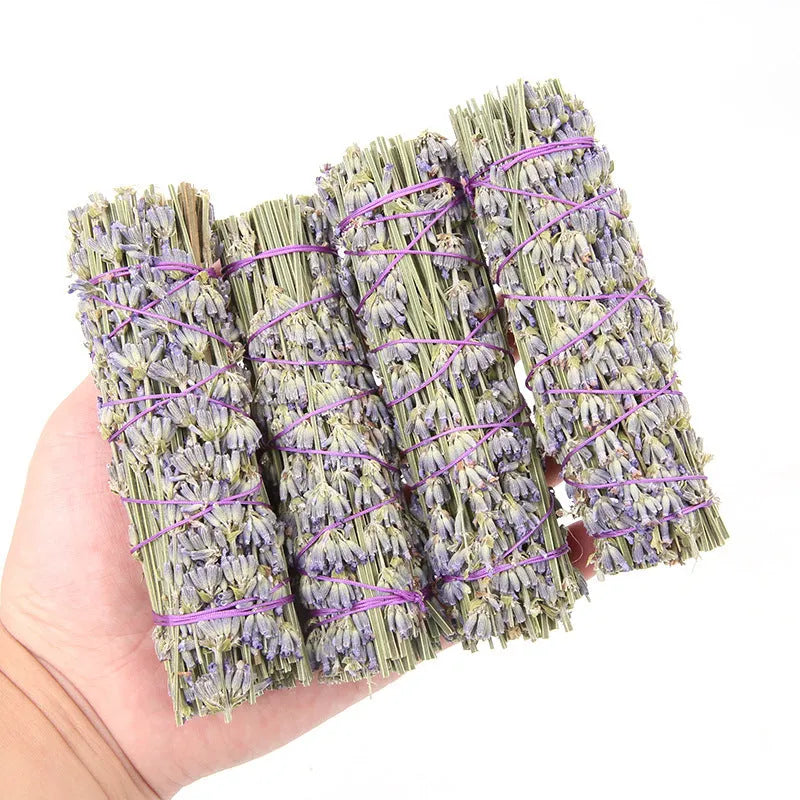 Natural dried flower lavender aromatherapy stick measuring approximately 4 inches long.