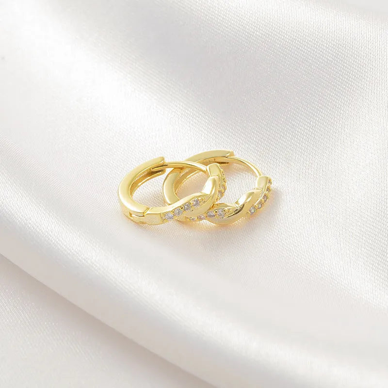 Geometric hemp rope earclip earrings in gold or silver colour with round European style elements