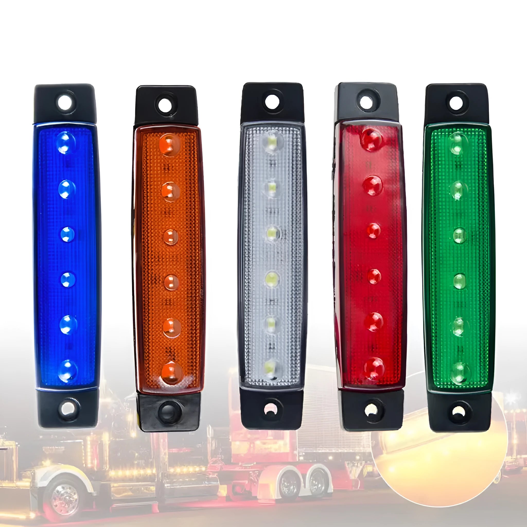 PVC trailer side marker warning light in choice of five colours: red, yellow, white, blue, green.