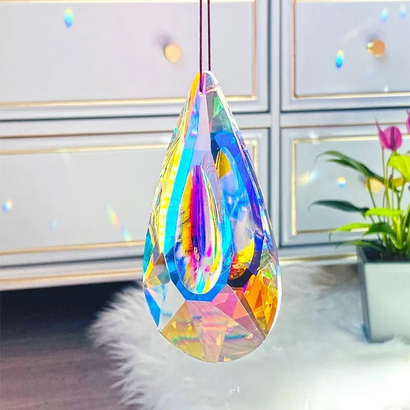 Rainbow electroplated crystal pendant Christmas tree garden decoration ornament