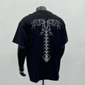 Men's black loose fit cotton T-shirt with printed white couple letter design on front