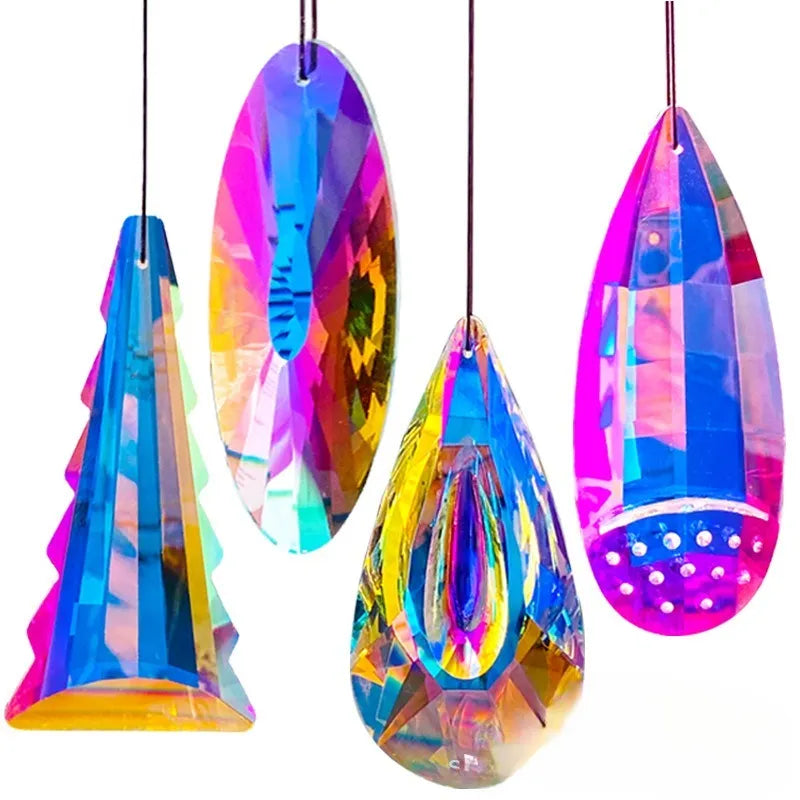 Rainbow electroplated crystal pendant Christmas tree garden decoration ornament