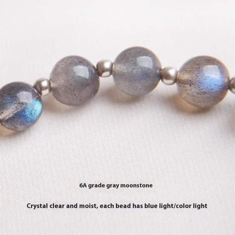 Women's 7.5mm grey moonlight crystal bracelet with zodiac modelling and 925 silver components