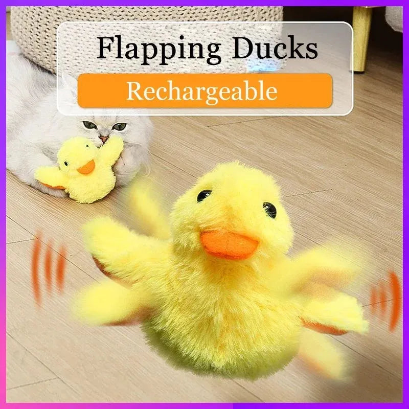 Yellow interactive plush cat toy shaped like a chick with vibration sensor
