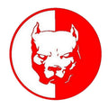Superhero bulldog design car sticker measuring 12x12cm in black white and red colours