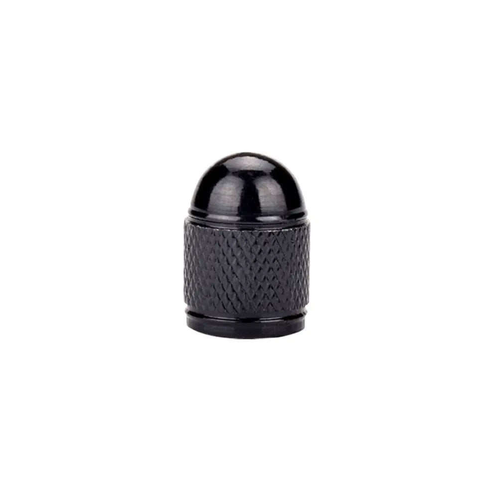 Aluminium alloy mountain bike tyre valve cap in gold, silver, red, blue, and black colours.