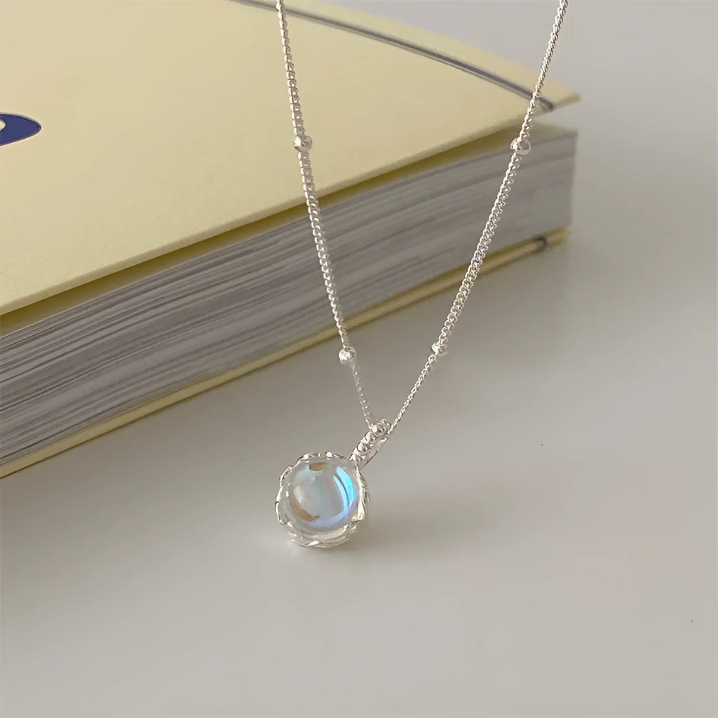 925 silver geometric ornamental stone necklace with adjustable curb chain for women's evening wear