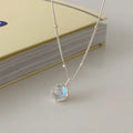 925 silver geometric ornamental stone necklace with adjustable curb chain for women's evening wear