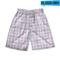Men's plaid elastic shorts in straight cut design with digital printing
