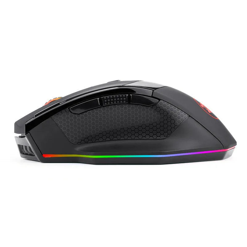 Redragon M801P black dual mode wireless gaming mouse with ergonomic design and 5600 DPI optical sensor