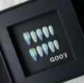 Blue plastic wearable nail armour set in sizes XS, S, M, L for ladies' nail decoration