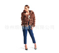 Women's artificial fur hooded coat in street fashion style with medium length