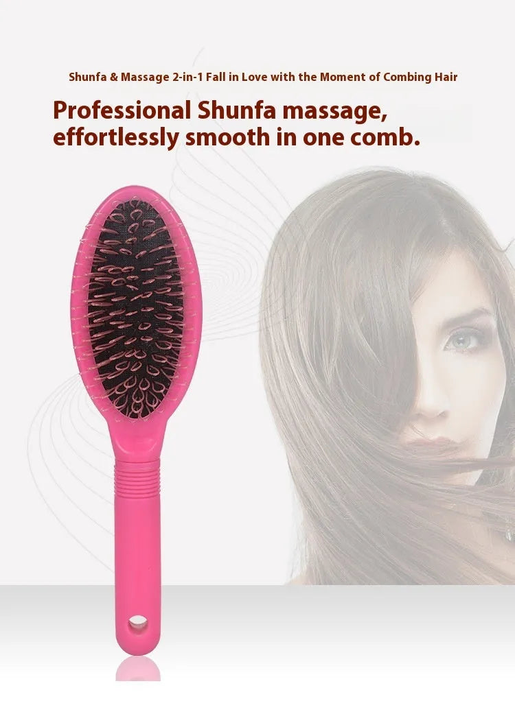 Ring tooth hairdressing airbag comb in ABS plastic measuring 22cm by 6cm