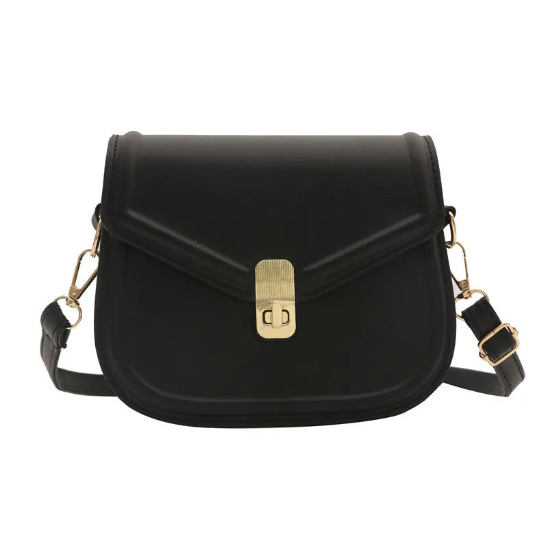 Soft PU shoulder messenger bag with clamshell opening in horizontal square shape