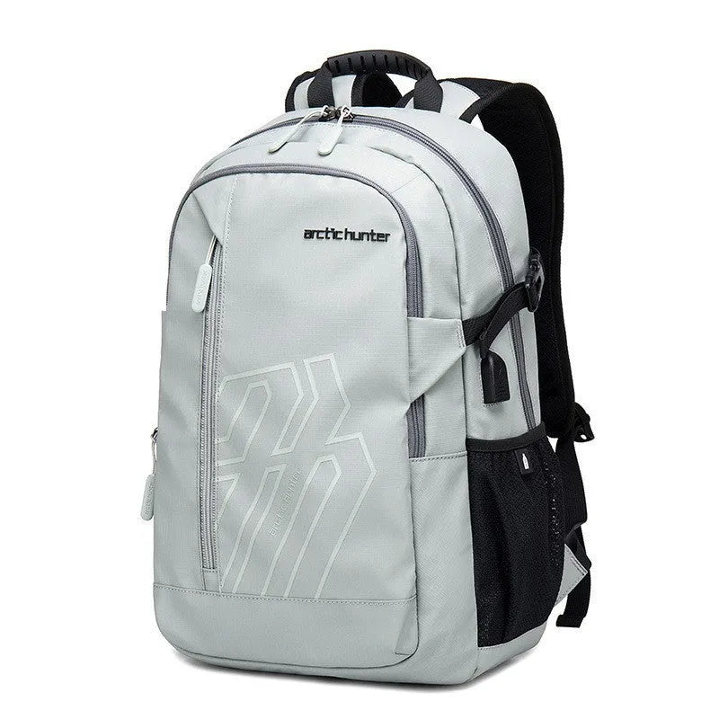 Casual plaid pattern computer backpack with curved shoulder strap in multiple colour options