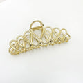 Minimalist large hair clip with tassel decoration in gold electroplated alloy for updo hairstyles