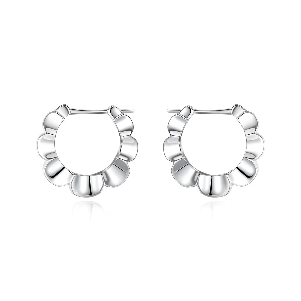 Silver geometric round earrings with retro elegant style and electroplated finish