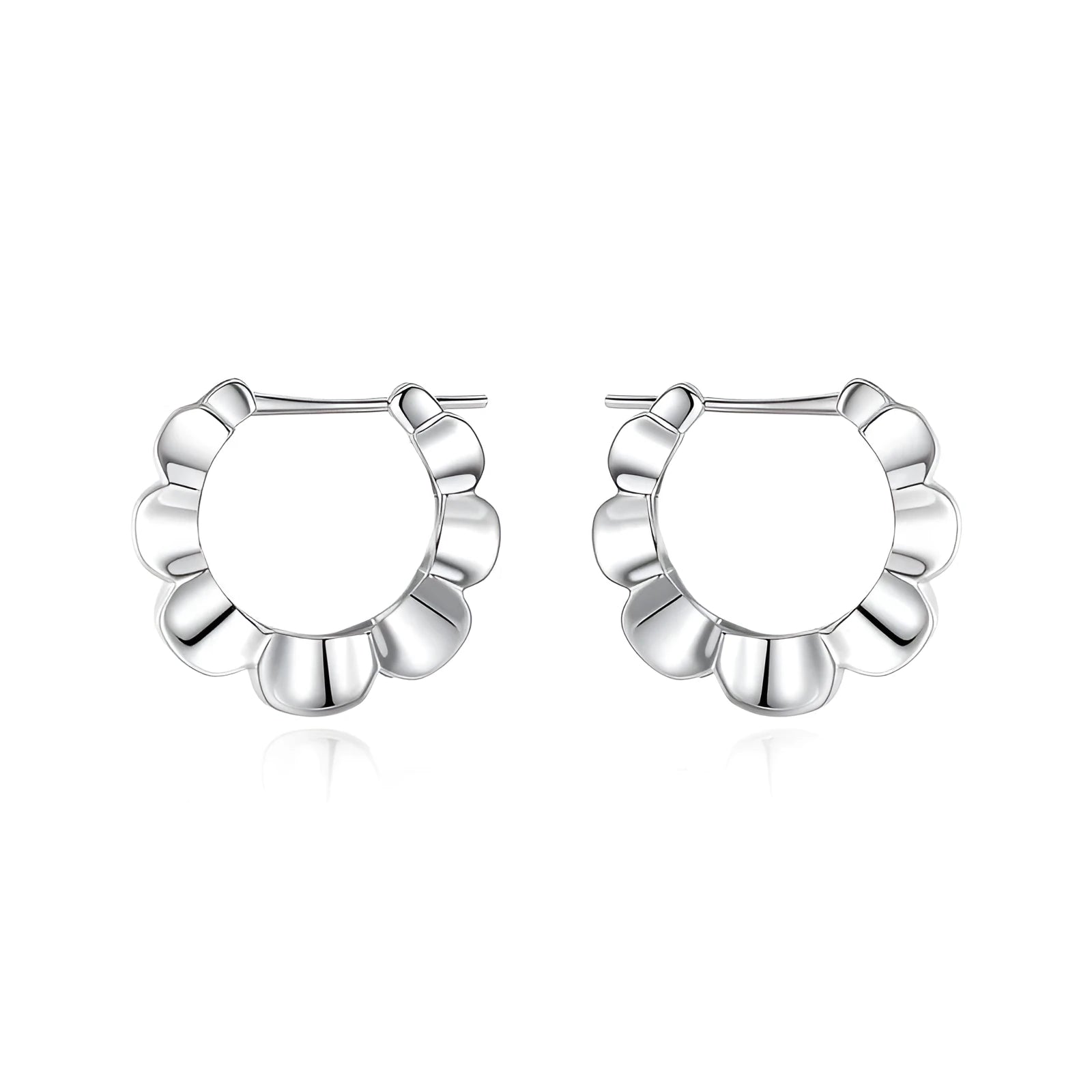 Silver geometric round earrings with retro elegant style and electroplated finish