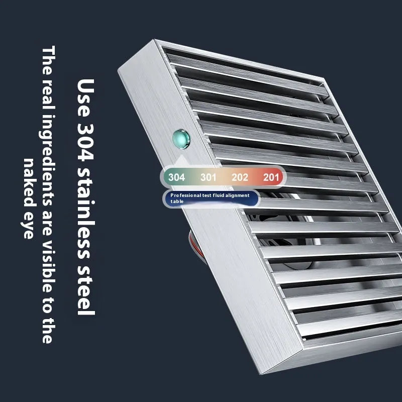 Gun grey 304 stainless steel courtyard floor drain measuring 15cm by 15cm.