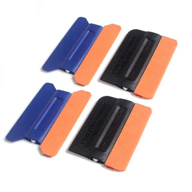 ABS plastic car film scraper with choice of deerskin or wool scraping head for vehicle wrap application