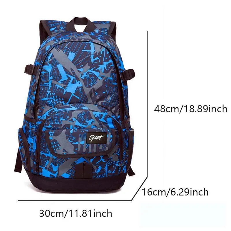 Classic large capacity Blue or Red nylon backpack for school travel and outdoor use