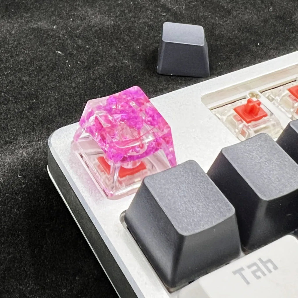 Clear resin starry sky keycap for Cherry MX keyboards in violet colour