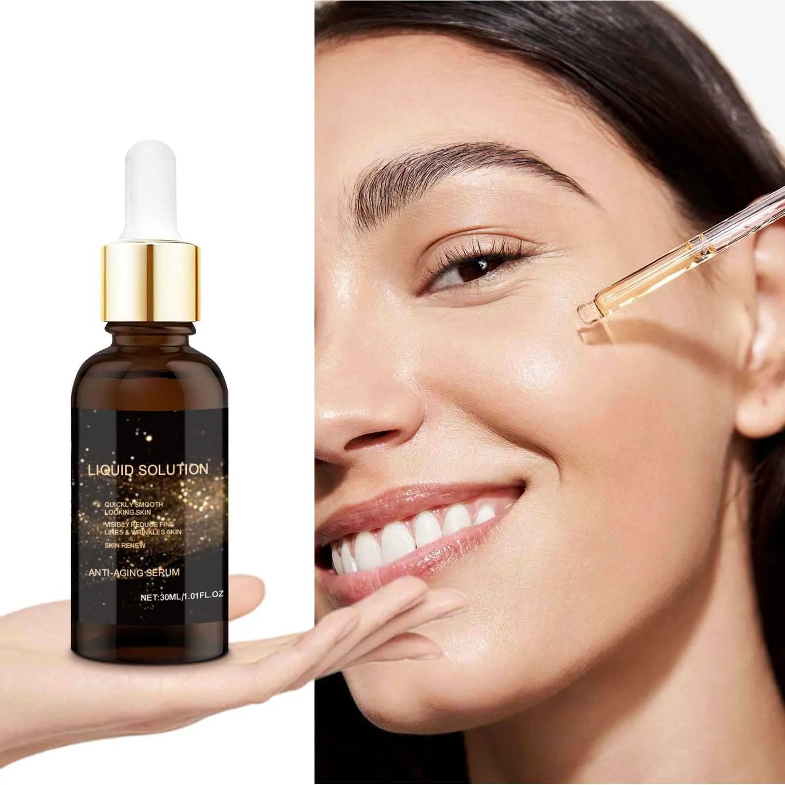 30ml bottle of facial moisturising liquid with hyaluronic acid for delicate skin care