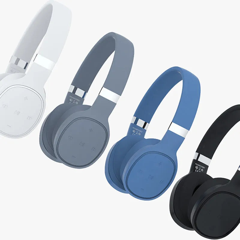 Folding wireless Bluetooth sports headset in black, white, grey, or blue with 40mm speakers