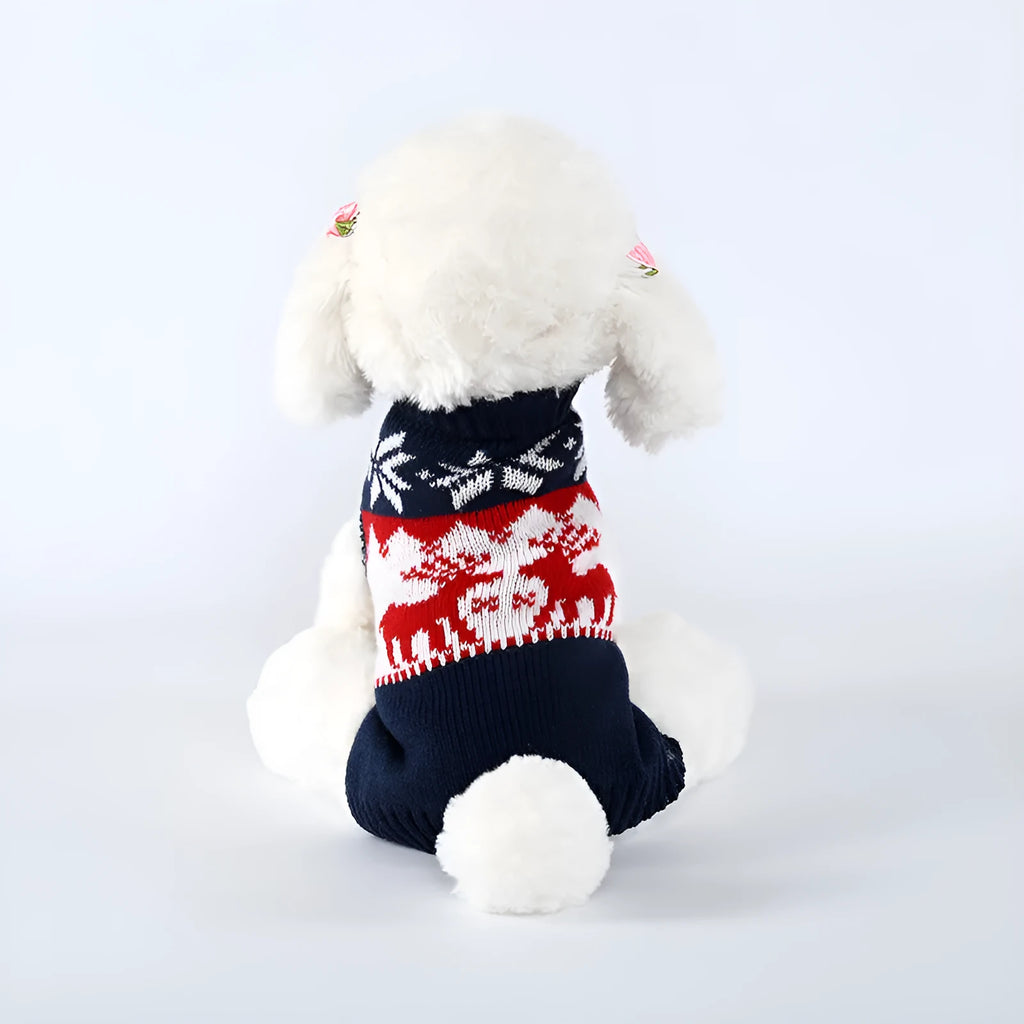 Navy blue knitted Christmas sweater for dogs with European and American styling