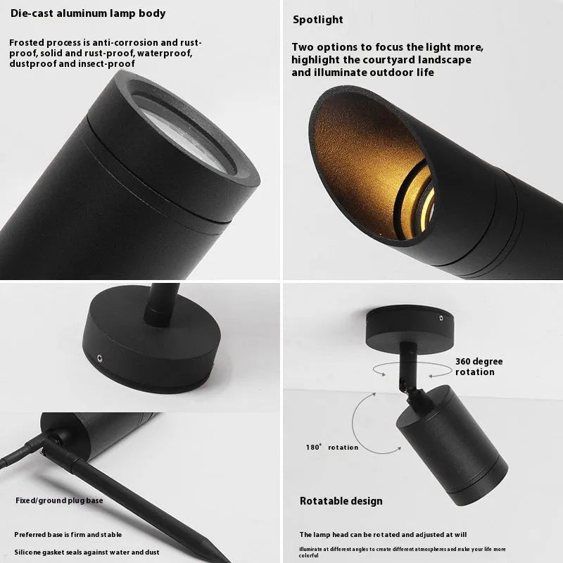 Aluminium outdoor ground lamp with IP65 waterproof rating for garden lighting
