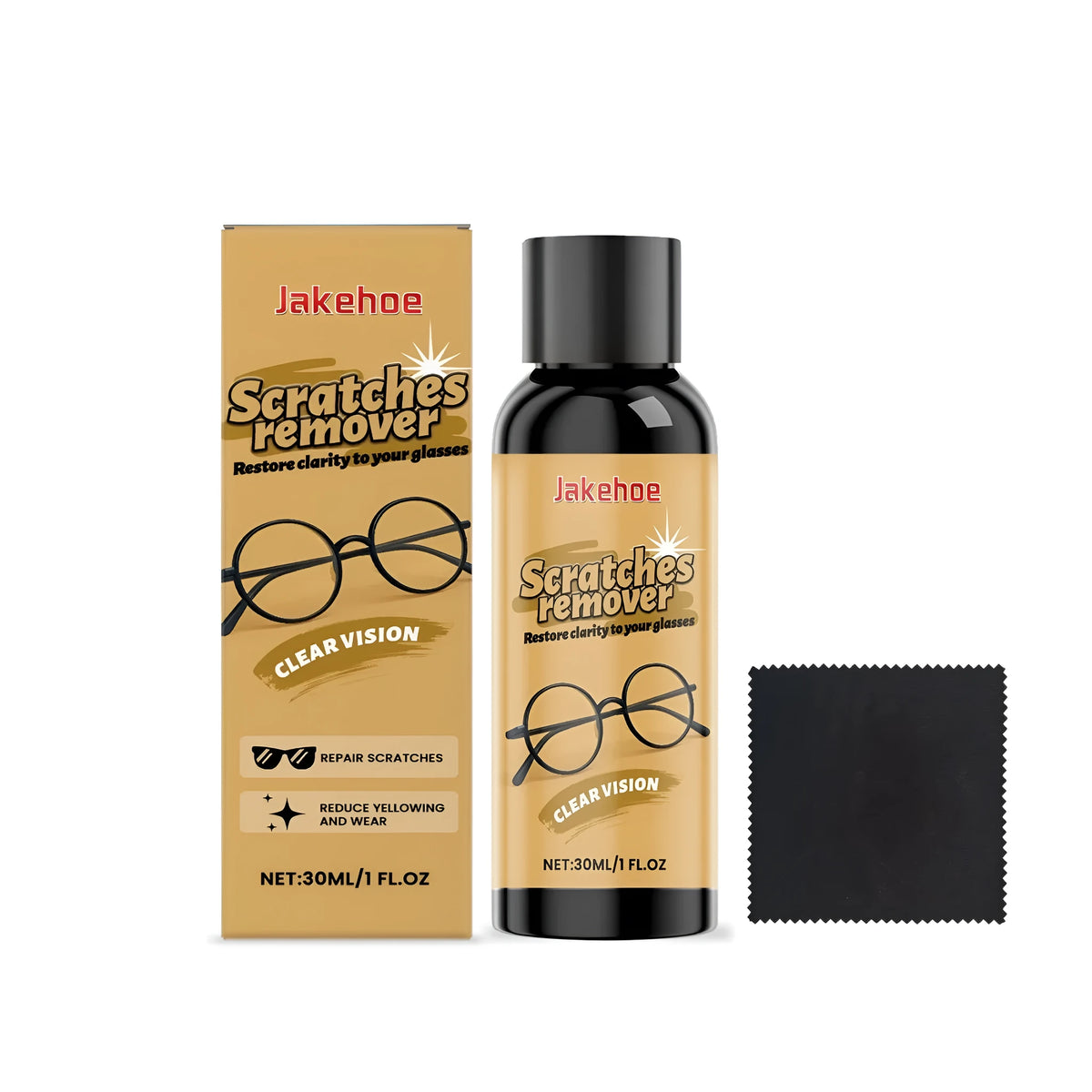 30ml glasses scratch remover bottle with polishing cloth for plastic lenses