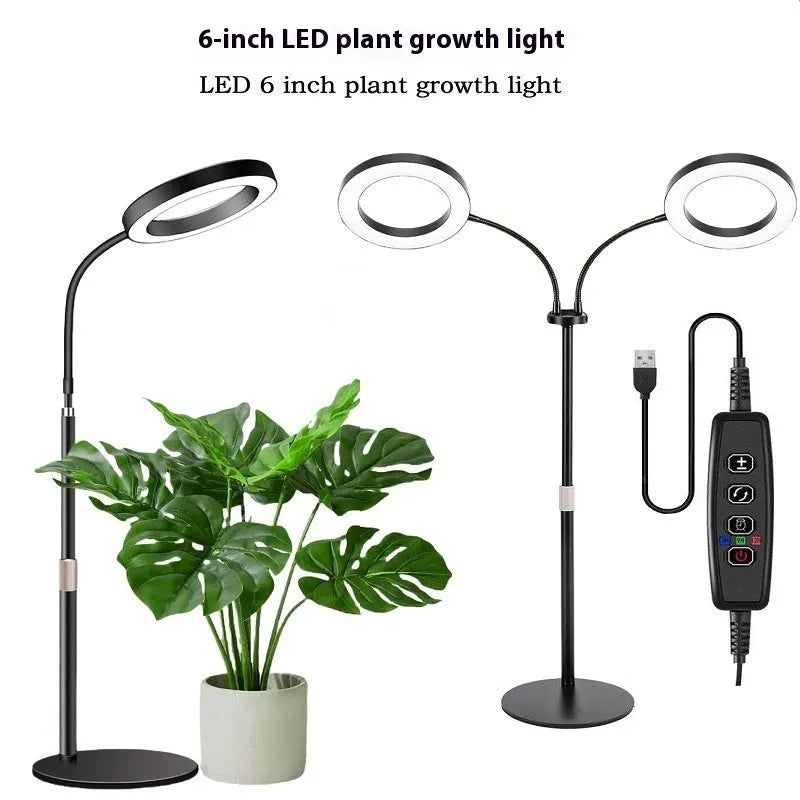 6-inch Angel Ring retractable floor plant grow light with aluminium alloy stand and LED illumination