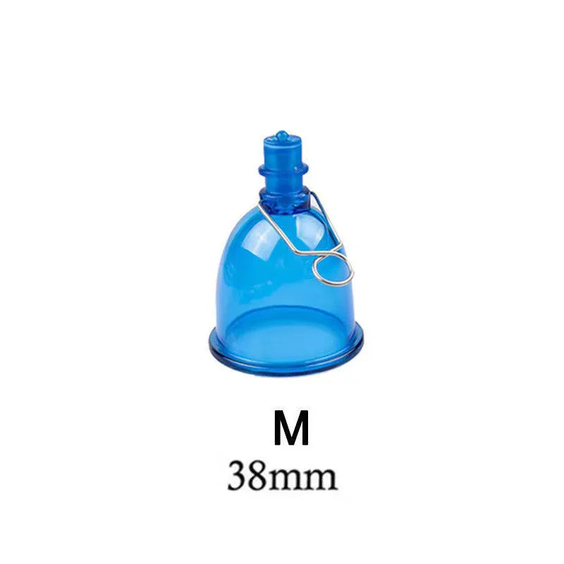 Blue medical-grade silicone men's physical stretch exerciser showing S, M, and L size options